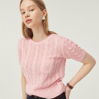 로시로우 Cable Poket Half Sleeve Knit [pink]