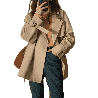 떡볶이코트 LEON 여성 봄 숏 트렌치코트 봄자켓 캐주얼자켓 빅사이즈자켓 허리띠 있는차켓