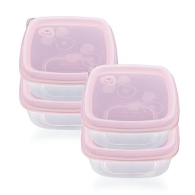 유리용기업체 실리팟 실리콘 냉동밥 보관용기 핑크, 4개, 보관용기4개