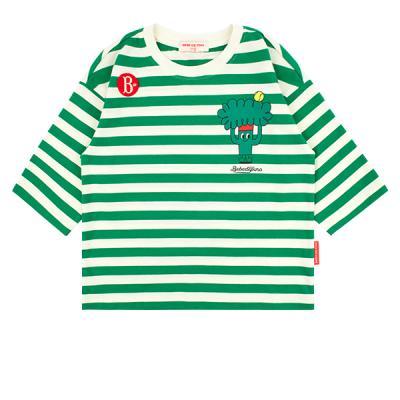 베베드피노 베베드피노 브로콜리 7부 티셔츠 그린 아이보리 스트라이프 캐릭터 어린이집 유치원 유아동 패션 BP32TR376